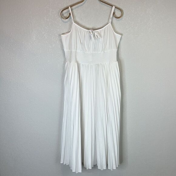 NWT J.Crew Smocked Waist Pleated Dress White Size 14 - Picture 2 of 15
